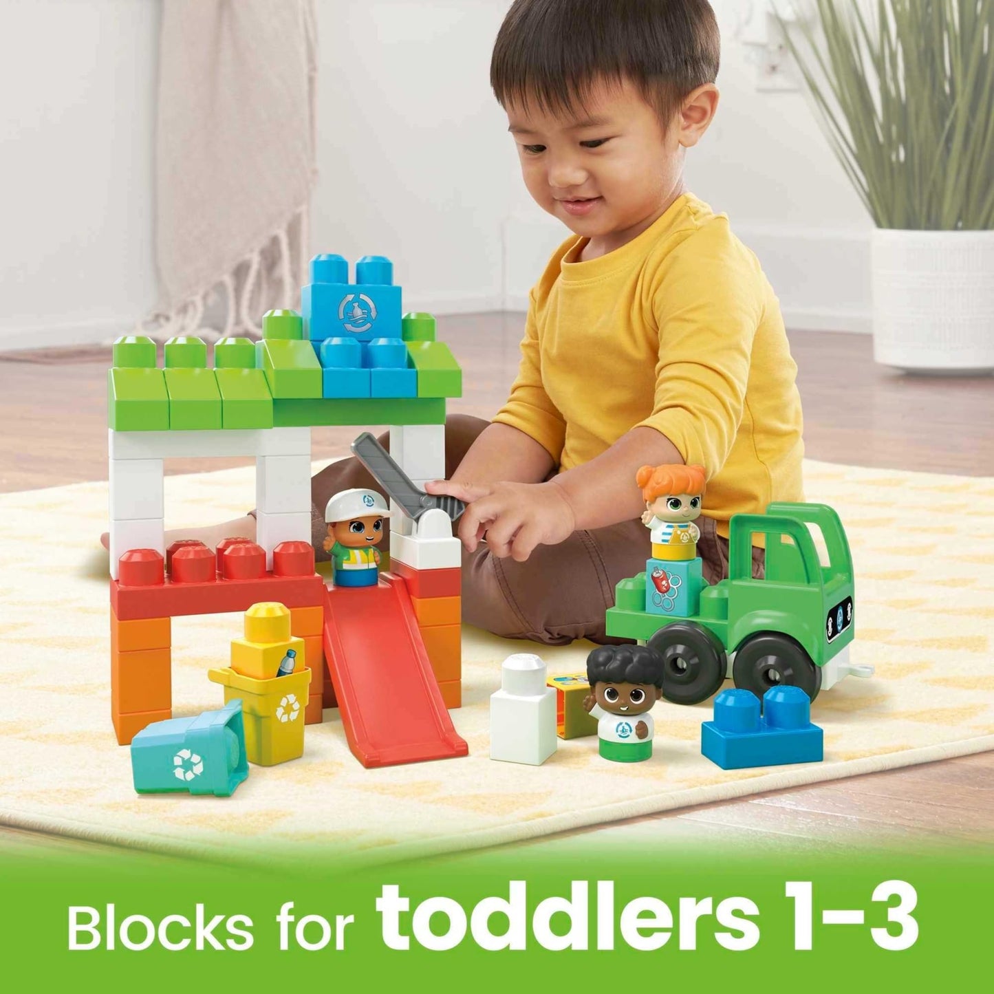 Mega Bloks Fisher-Price Ocean Time Clean Up — 70-Piece Toddler Block Set with 3 Figures | Ages 1+