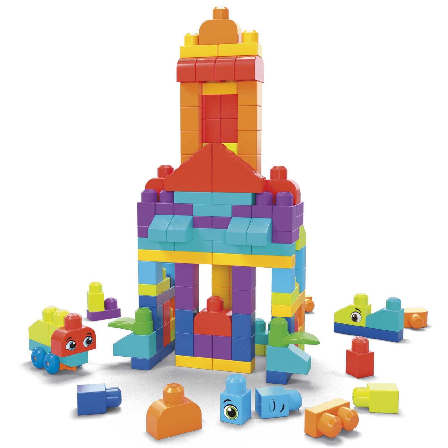 MEGA BLOKS First Builders Toddler Blocks Toys Set – 150-Piece Big Building Bag for Open-Ended Play (Blue) | Ages 1+