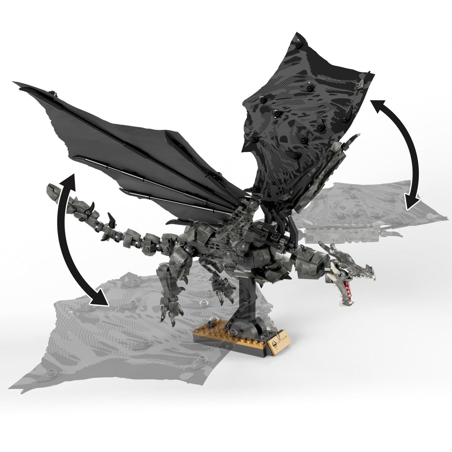 MEGA Skyrim Alduin World Eater Figure Set – 619 Pieces with Dragonborn Dovah-Kiin | Mega Brands