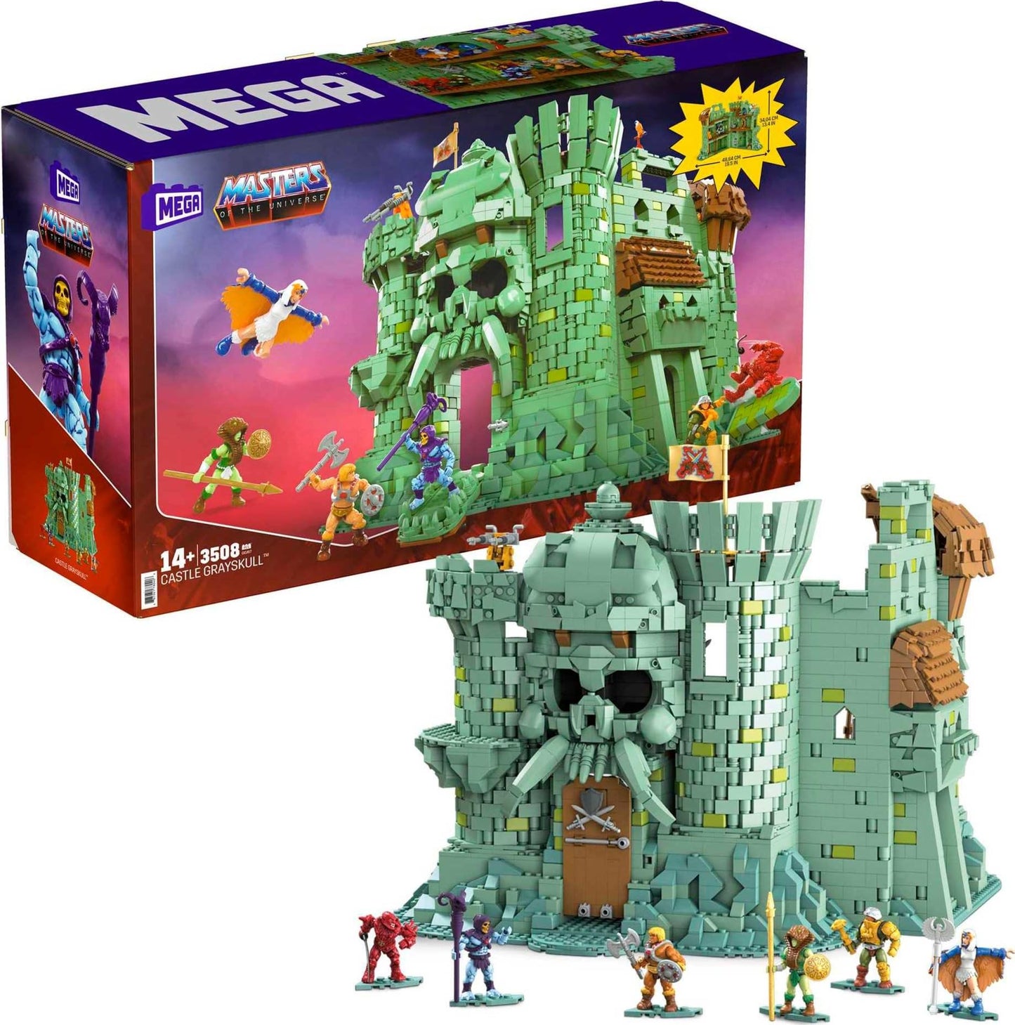 MEGA Castle Grayskull Building Set – 3508 Pieces, 6 Poseable Micro Figures, 13+ Inches Tall | Mega Brands