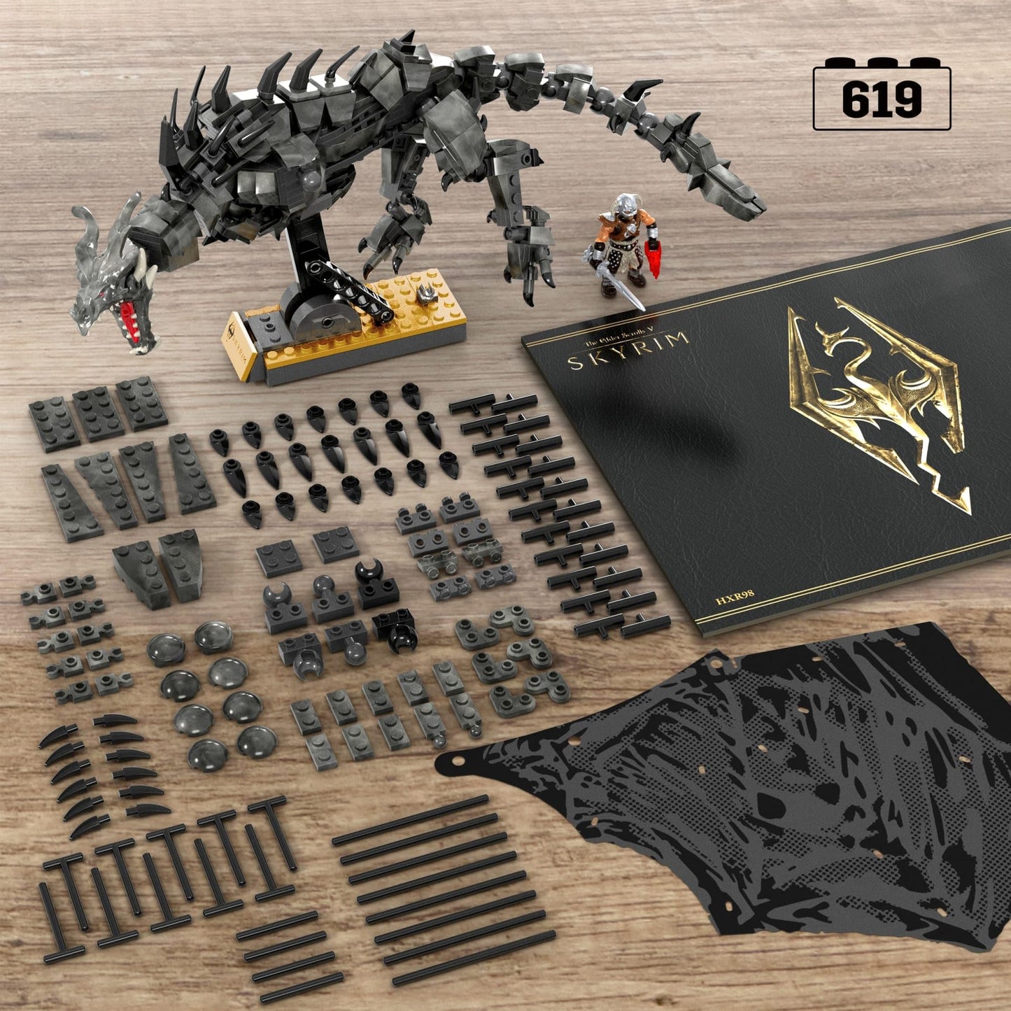 MEGA Skyrim Alduin World Eater Figure Set – 619 Pieces with Dragonborn Dovah-Kiin | Mega Brands