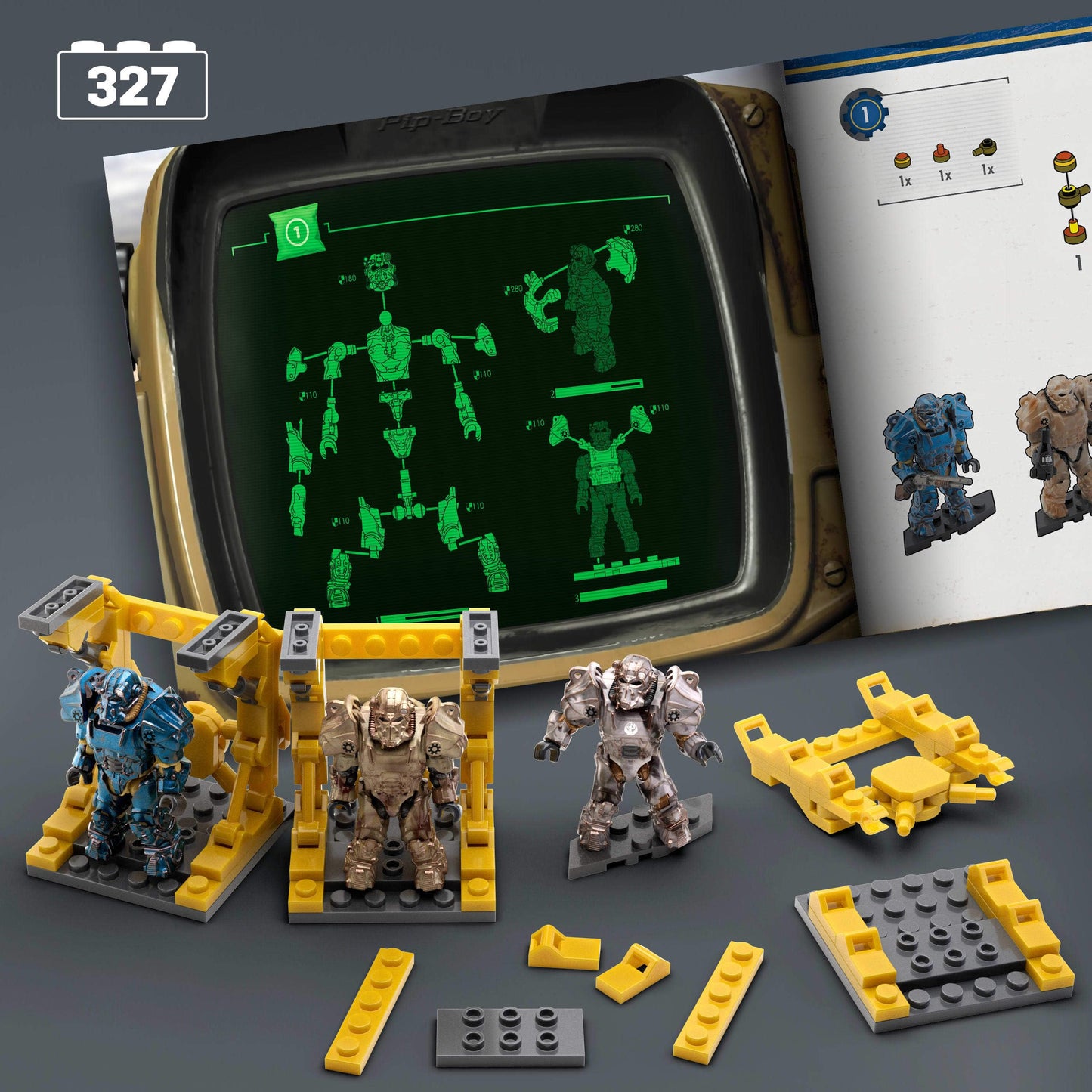 MEGA Fallout T-60 Power Armor 5-Figure Set | 327-Piece Build Kit (Amazon Exclusive)