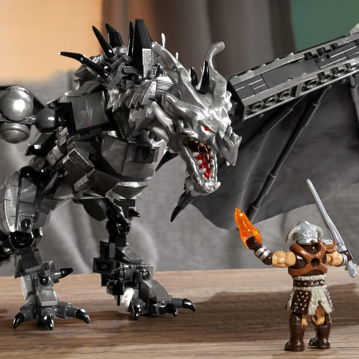 MEGA Skyrim Alduin World Eater Figure Set – 619 Pieces with Dragonborn Dovah-Kiin | Mega Brands
