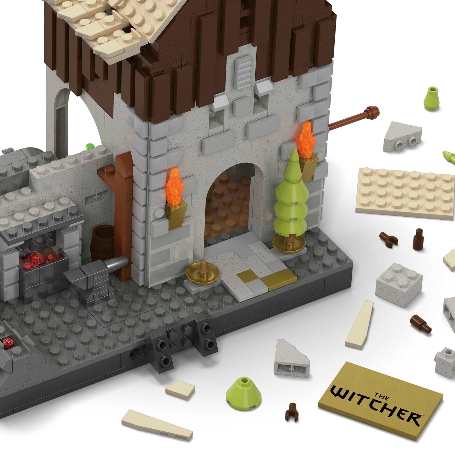 MEGA The Witcher Building Toys Set: Geralt’s Griffin Hunt (1170 Pieces) | LED Lighted House