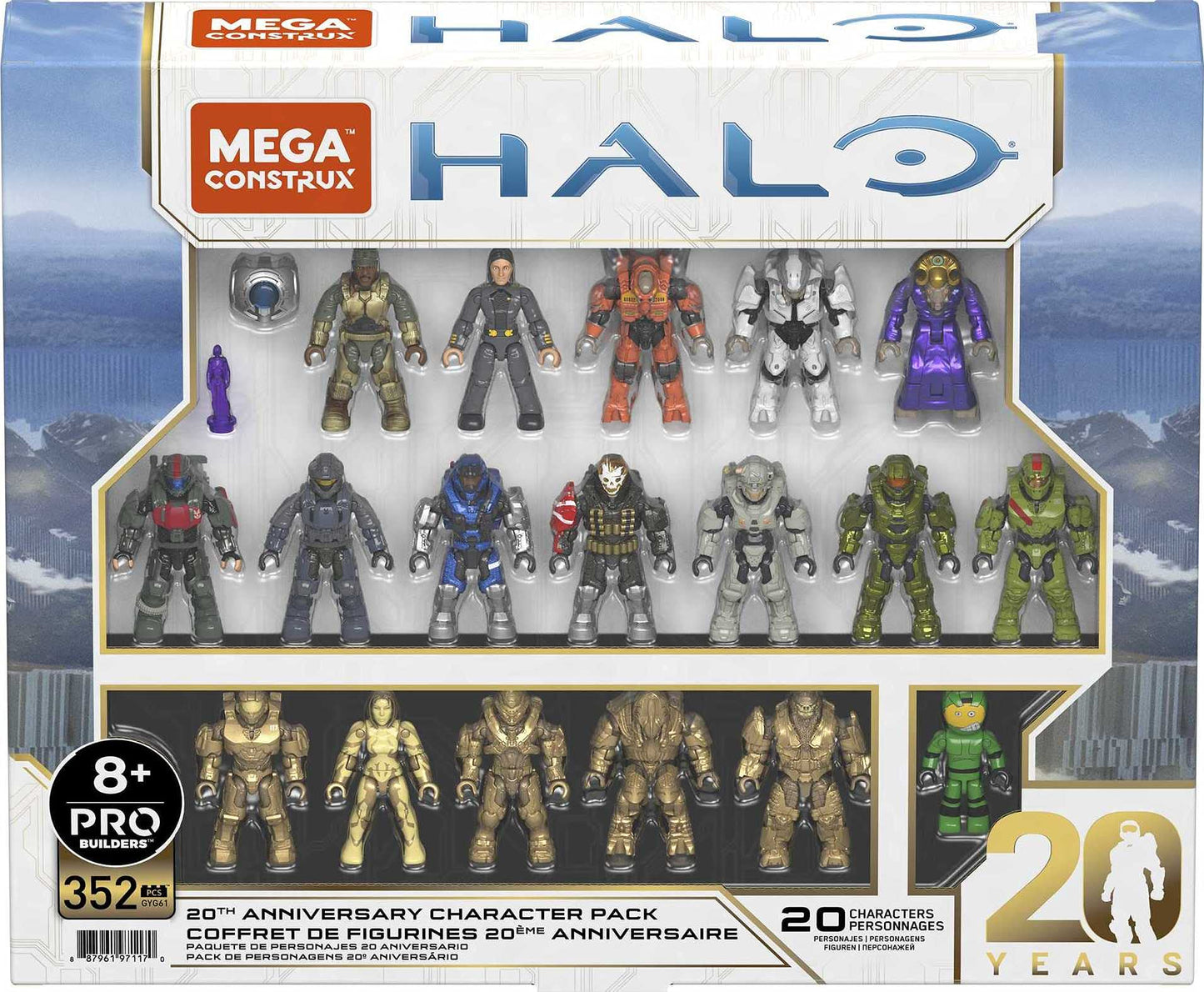 MEGA Halo Action Figure Building Toys Set — 20th Anniversary Collector Pack | 352 Pieces, 20 Poseable Figures | Mega Brands