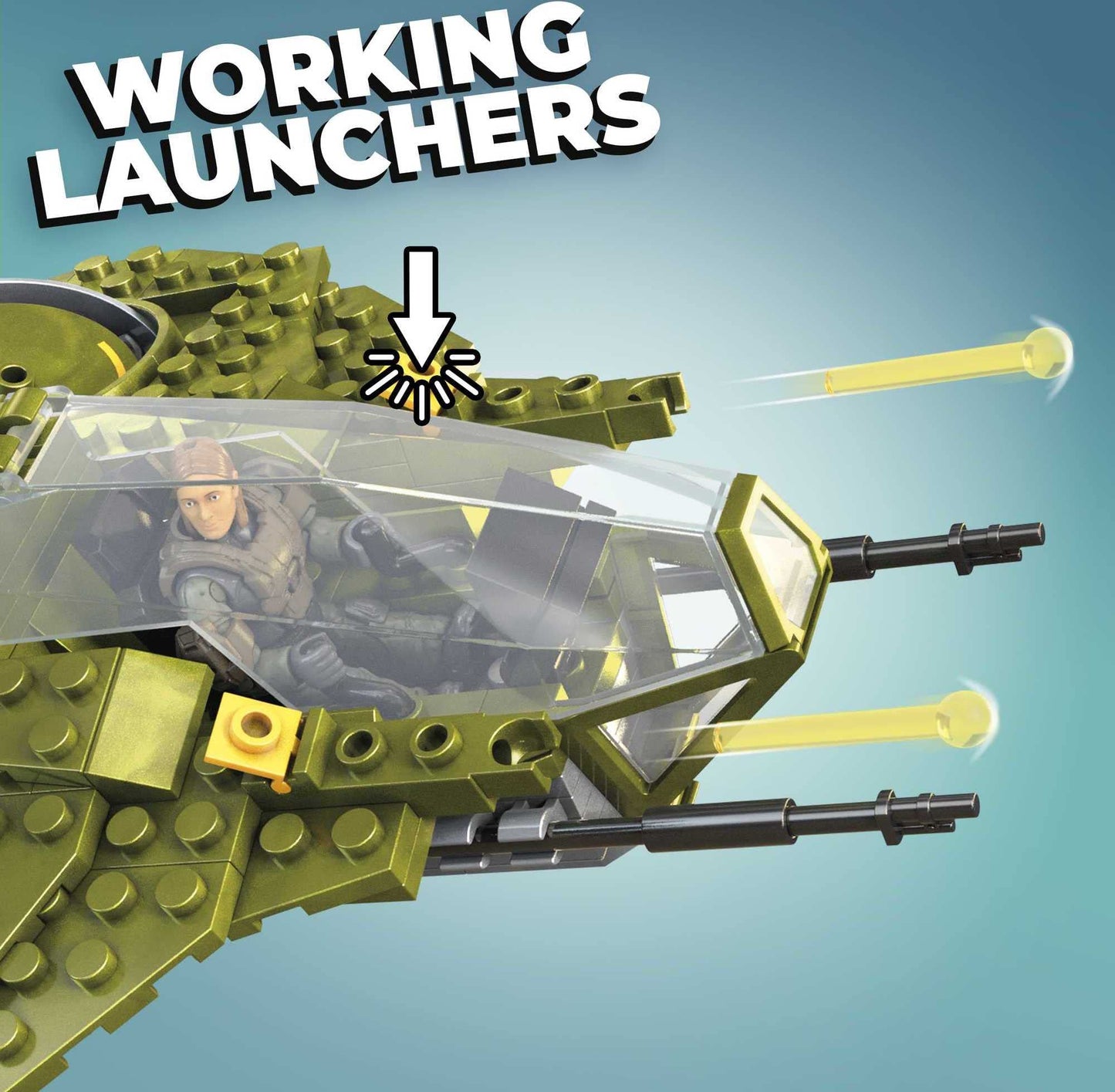 MEGA Halo Infinite UNSC Wasp Onslaught Aircraft – 406 Pieces, 4 Poseable Figures