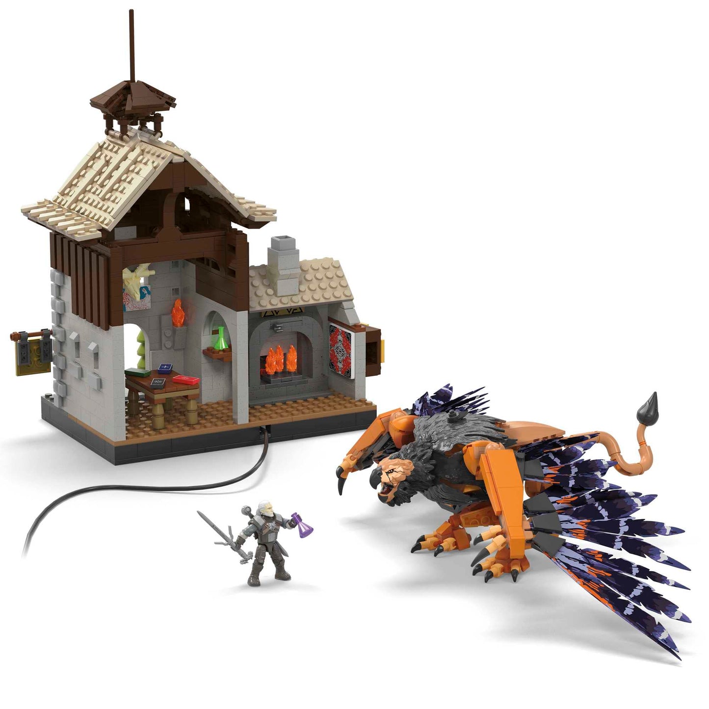 MEGA The Witcher Building Toys Set: Geralt’s Griffin Hunt (1170 Pieces) | LED Lighted House
