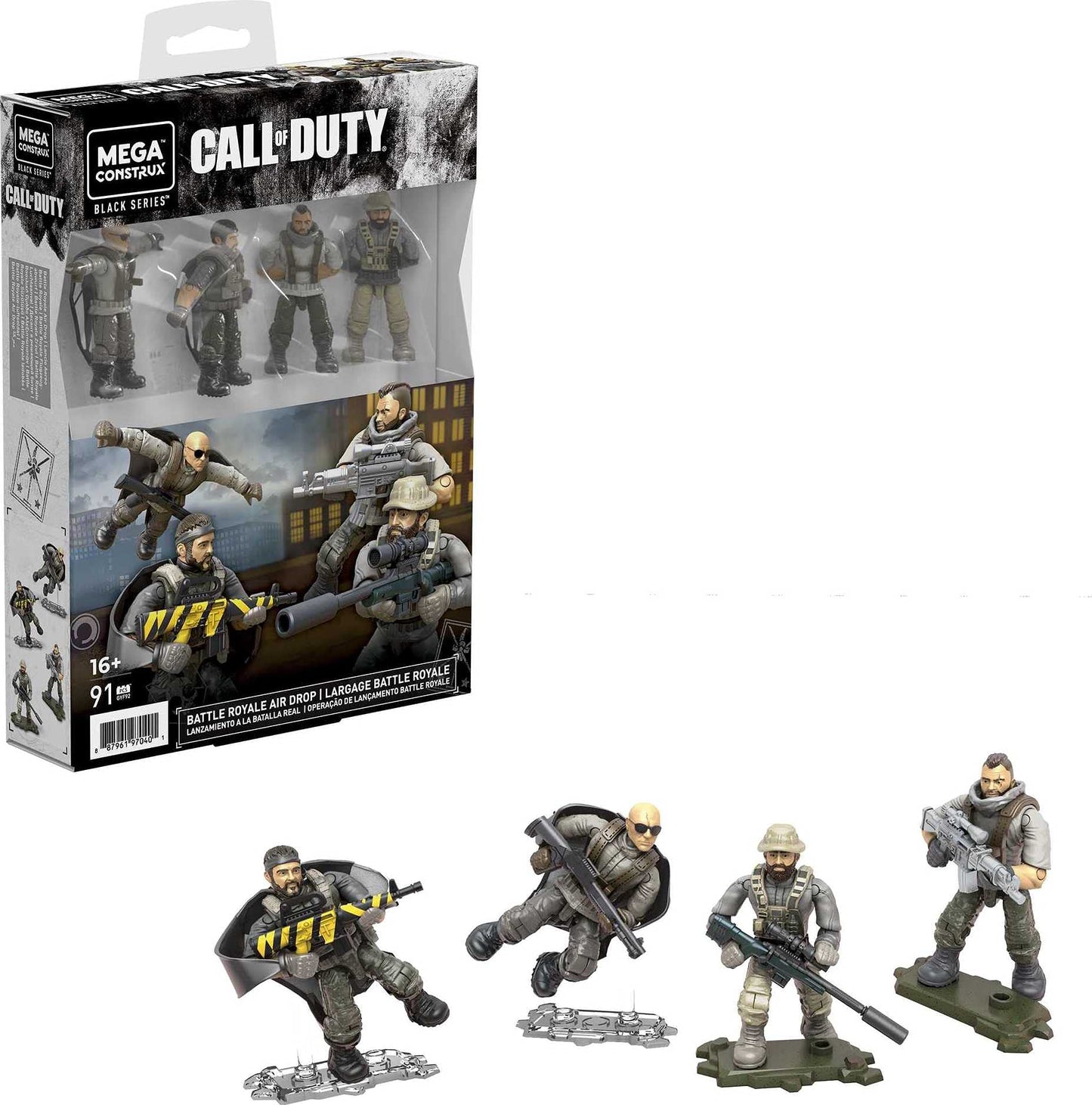 MEGA Construx Call of Duty Battle Royale Air Drop: 4 Poseable Micro Figures & Wing Suit | Mega Brands