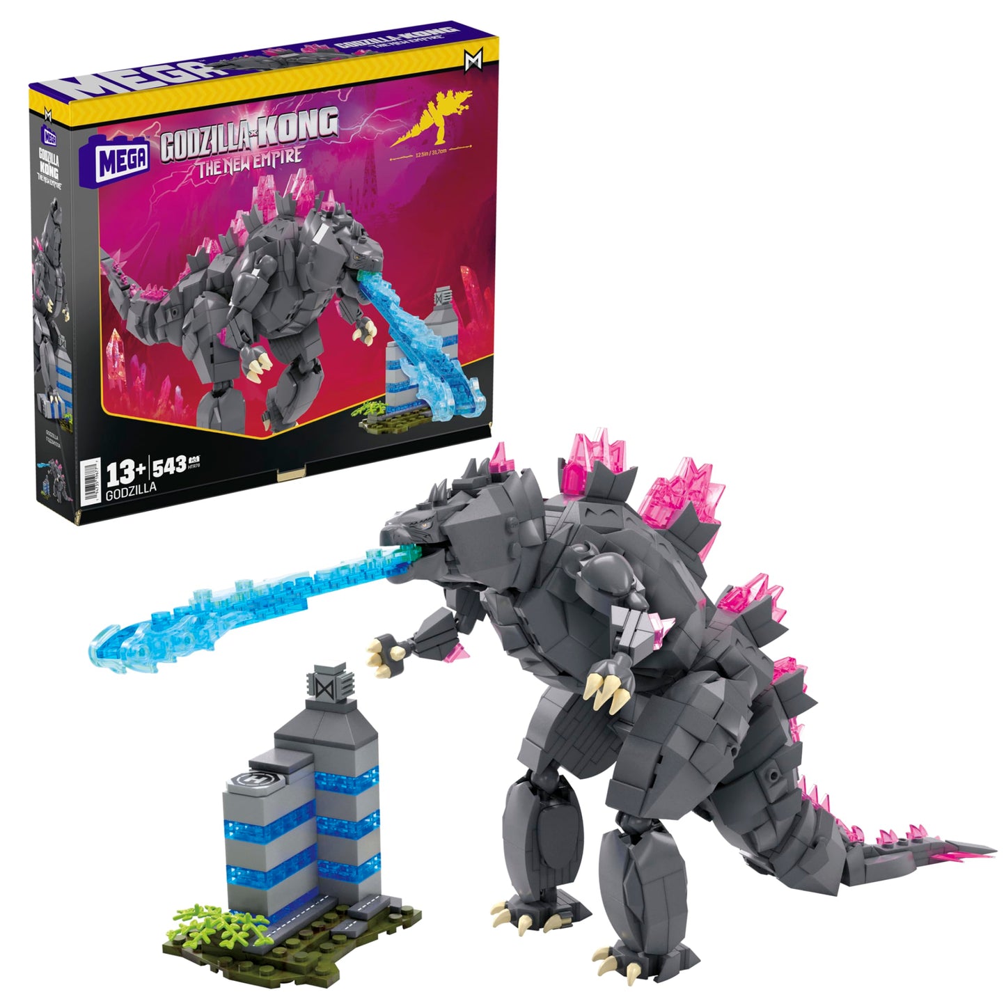 MEGA Godzilla x Kong: The New Empire Building Set – 543-Piece Poseable Figure with Heat Ray, 8-Inch Tall