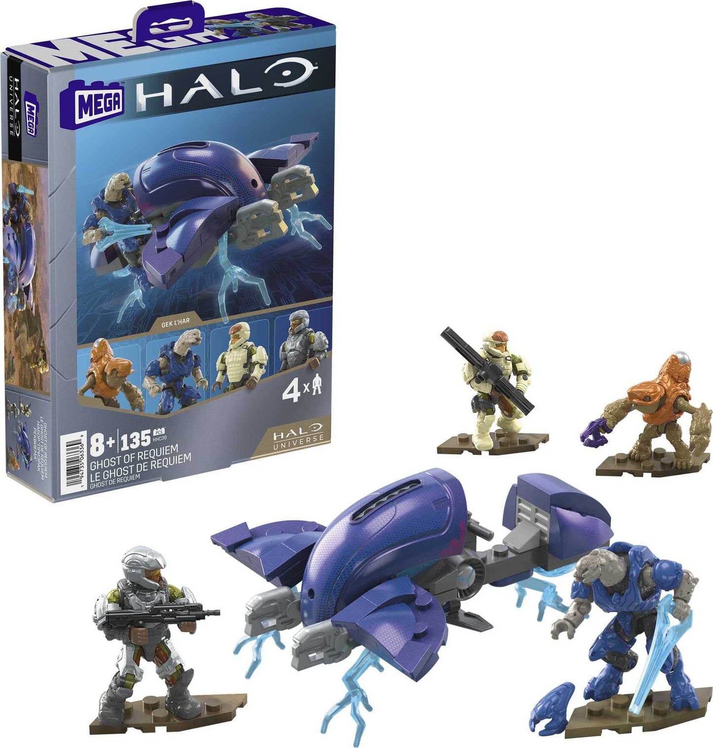 MEGA Halo Ghost of Requiem Building Set – 135 Pieces, 4 Micro Figures | Mega Brands