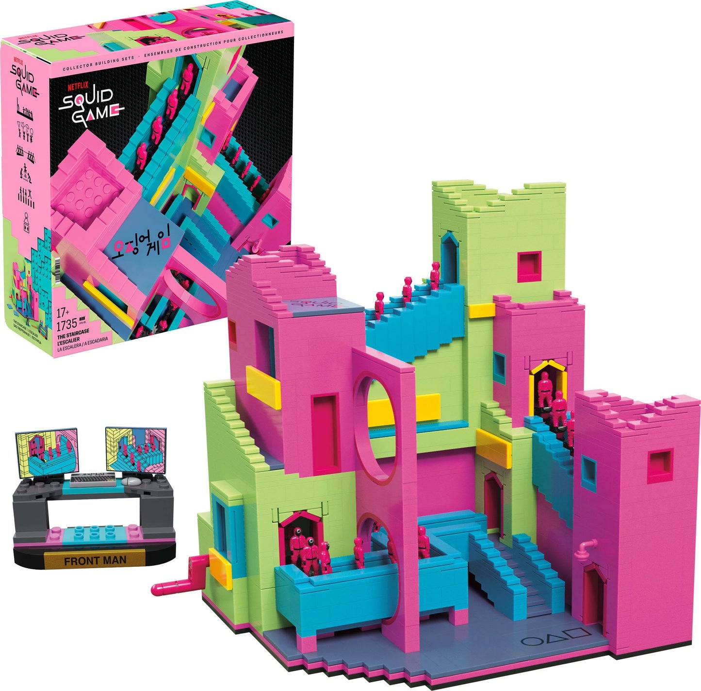 MEGA Squid Game Staircase 1,707-Piece Building Set – Poseable Front Man Figure | Mega Brands