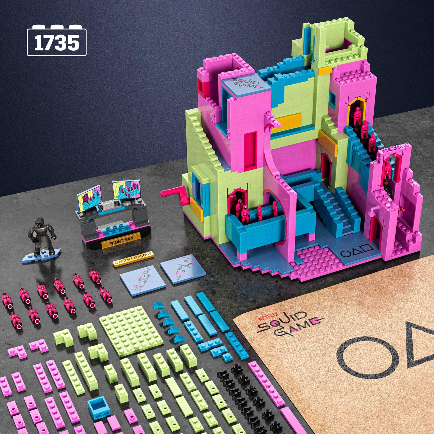 MEGA Squid Game Staircase 1,707-Piece Building Set – Poseable Front Man Figure | Mega Brands