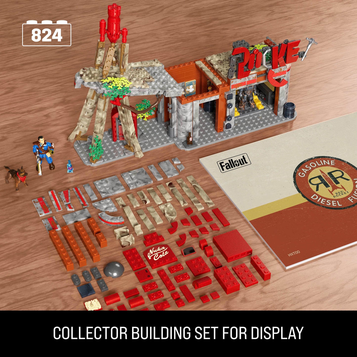 MEGA Fallout Red Rocket Truck Stop – 824-Piece Buildable Set with Sole Survivor & Dogmeat