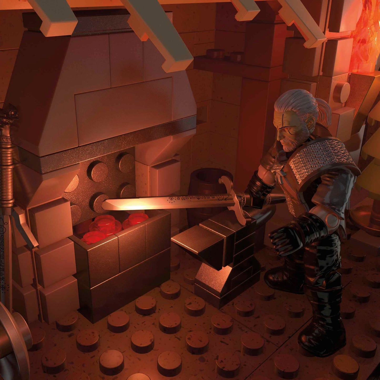 MEGA The Witcher Building Toys Set: Geralt’s Griffin Hunt (1170 Pieces) | LED Lighted House