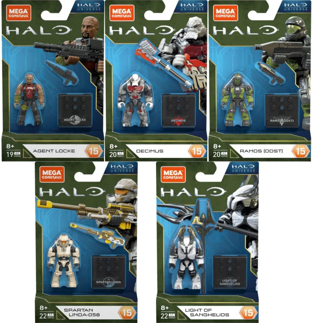 Mega Construx Halo Heroes Series 15: Complete Set of 5 Buildable Figures