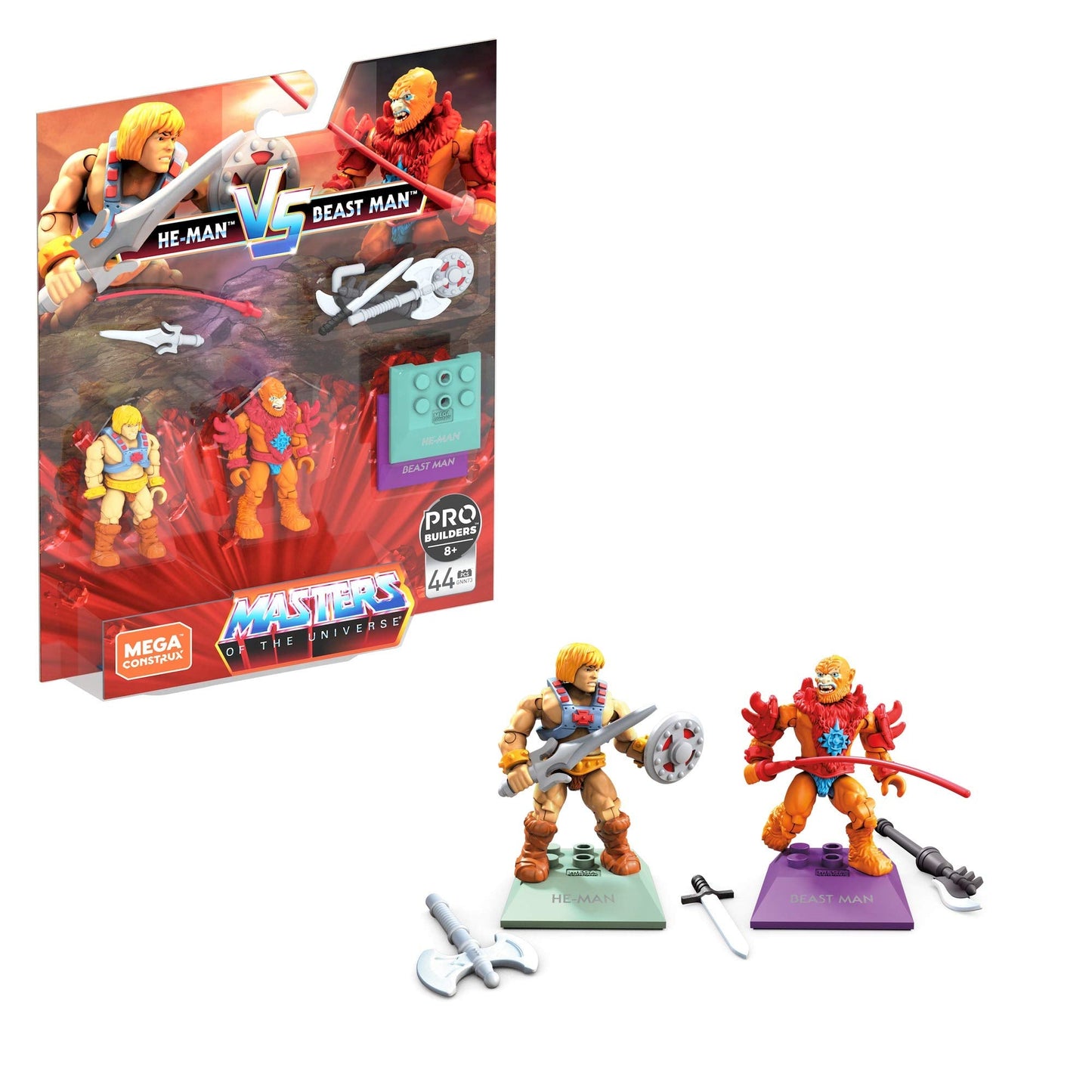 Mega Construx Heroes: He-Man vs Beast Man — Buildable Micro Figures with 12 Points of Articulation | Mega Brands