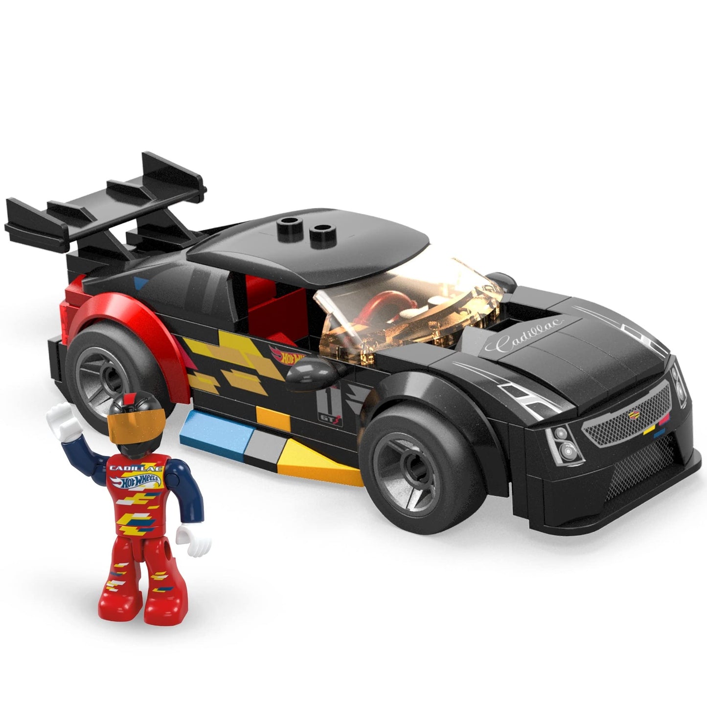 MEGA Hot Wheels Cadillac ATS-V R Building Toy Race Car, 90 Pieces, Micro Figure — Ages 5+ | Mega Brands
