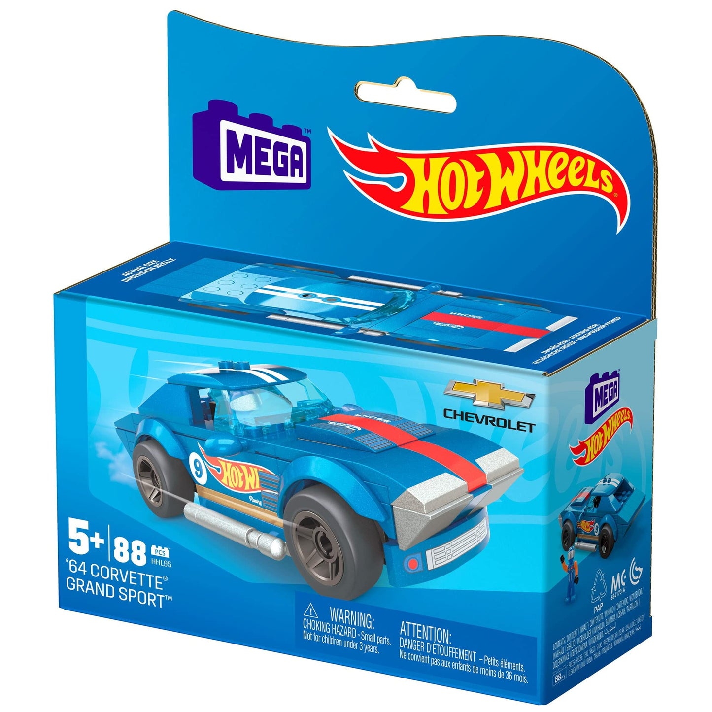 MEGA Hot Wheels Corvette Grand Sport Building Toy – 88 Pieces | Mega Brands, Ages 5+