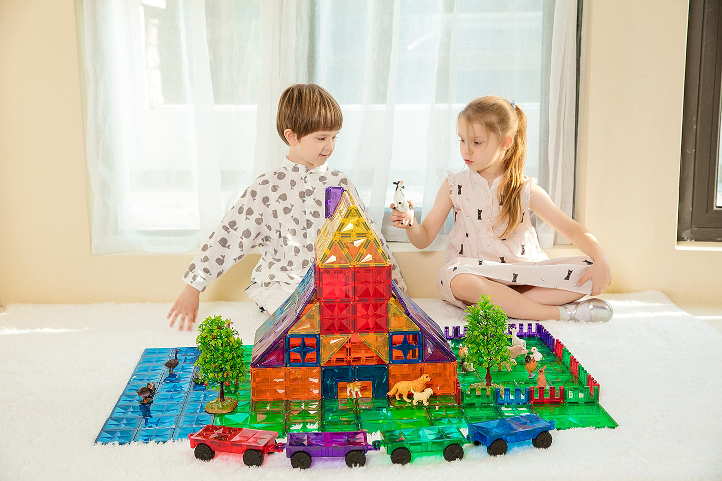 MEGAGONTILES 182PCS Premium Magnetic Tiles Set – STEM-Authenticated Educational Building Blocks for Kids 3–8