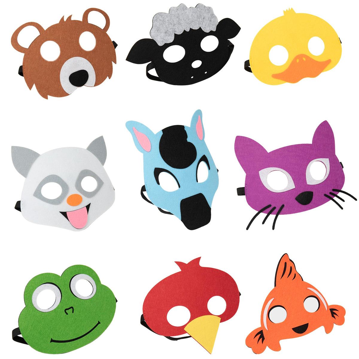MegeFul Brown Bear Felt Masks Kit – 9 Color Animal Masks for Kids