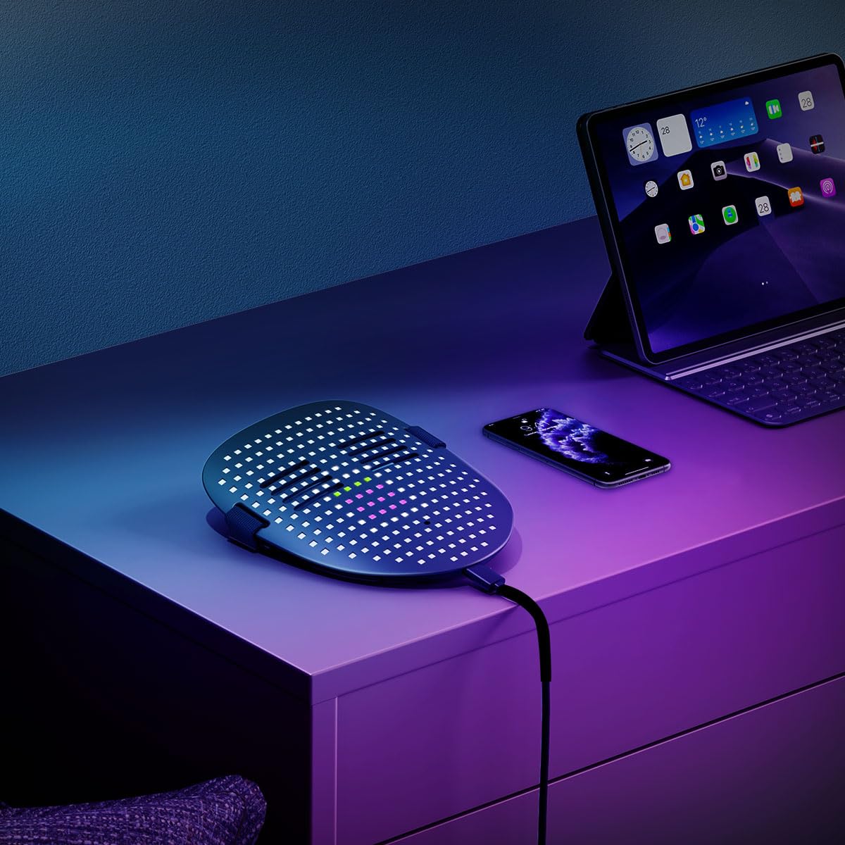MEGOO Led Mask with Gesture Sensing - 50-Pattern Glow Mask for Parties & Events