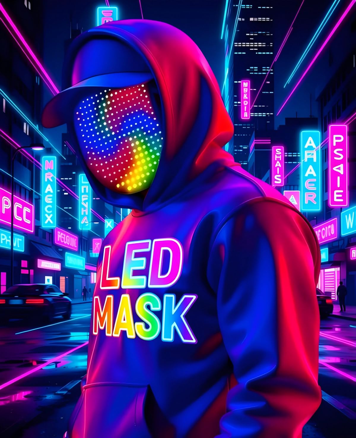 MEGOO Led Mask with Gesture Sensing - 50-Pattern Glow Mask for Parties & Events