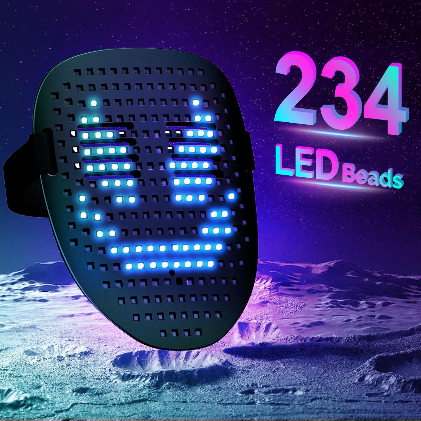 MEGOO Led Mask with Gesture Sensing - 50-Pattern Glow Mask for Parties & Events