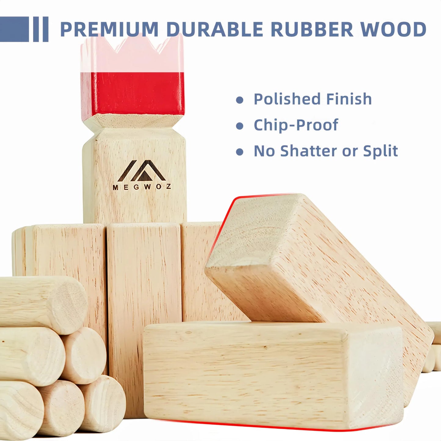 Megwoz Kubb Yard Game – Outdoor Viking Chess for Adults | NZ Pine, Carry Case & 10m Tape