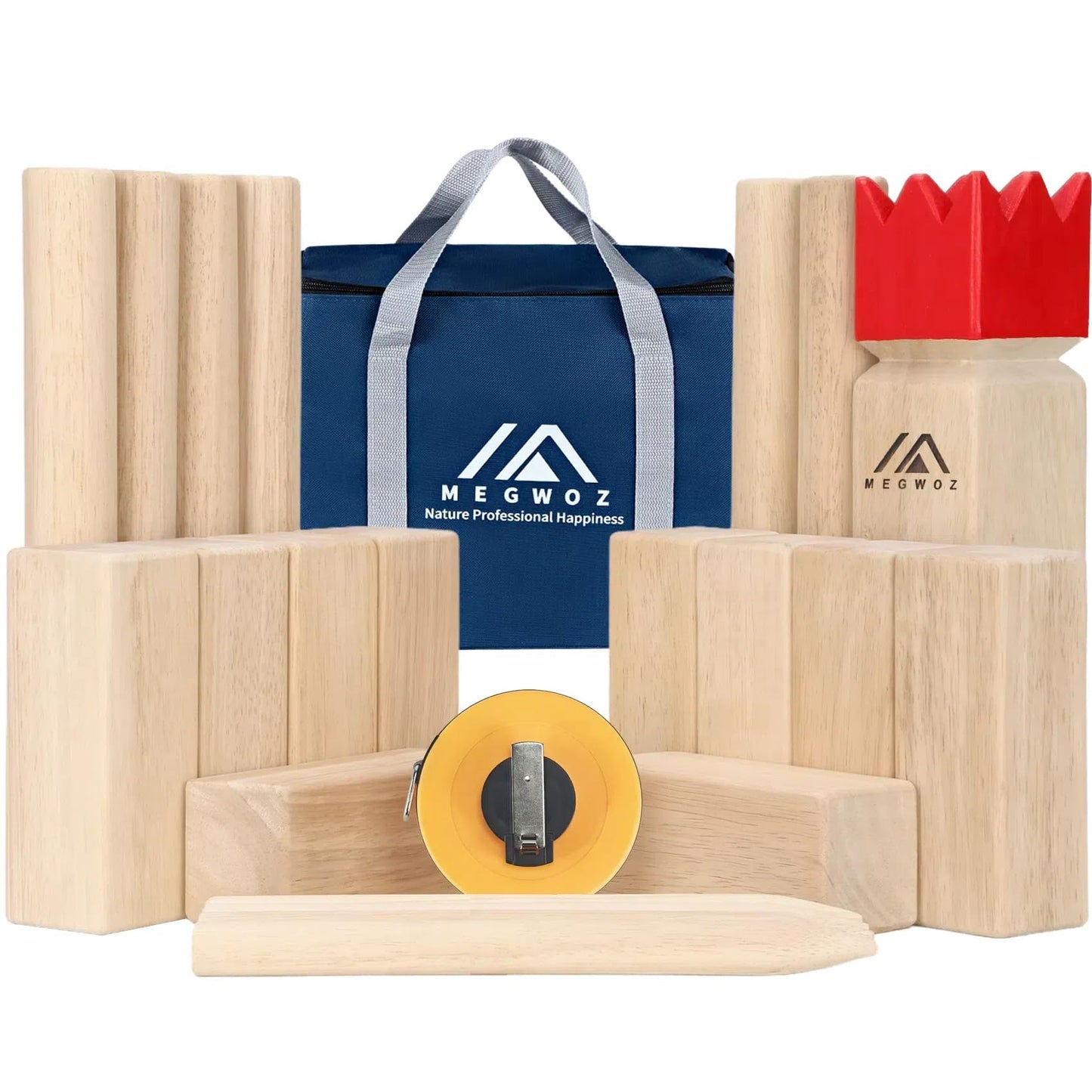 Megwoz Kubb Yard Game – Outdoor Viking Chess for Adults | NZ Pine, Carry Case & 10m Tape