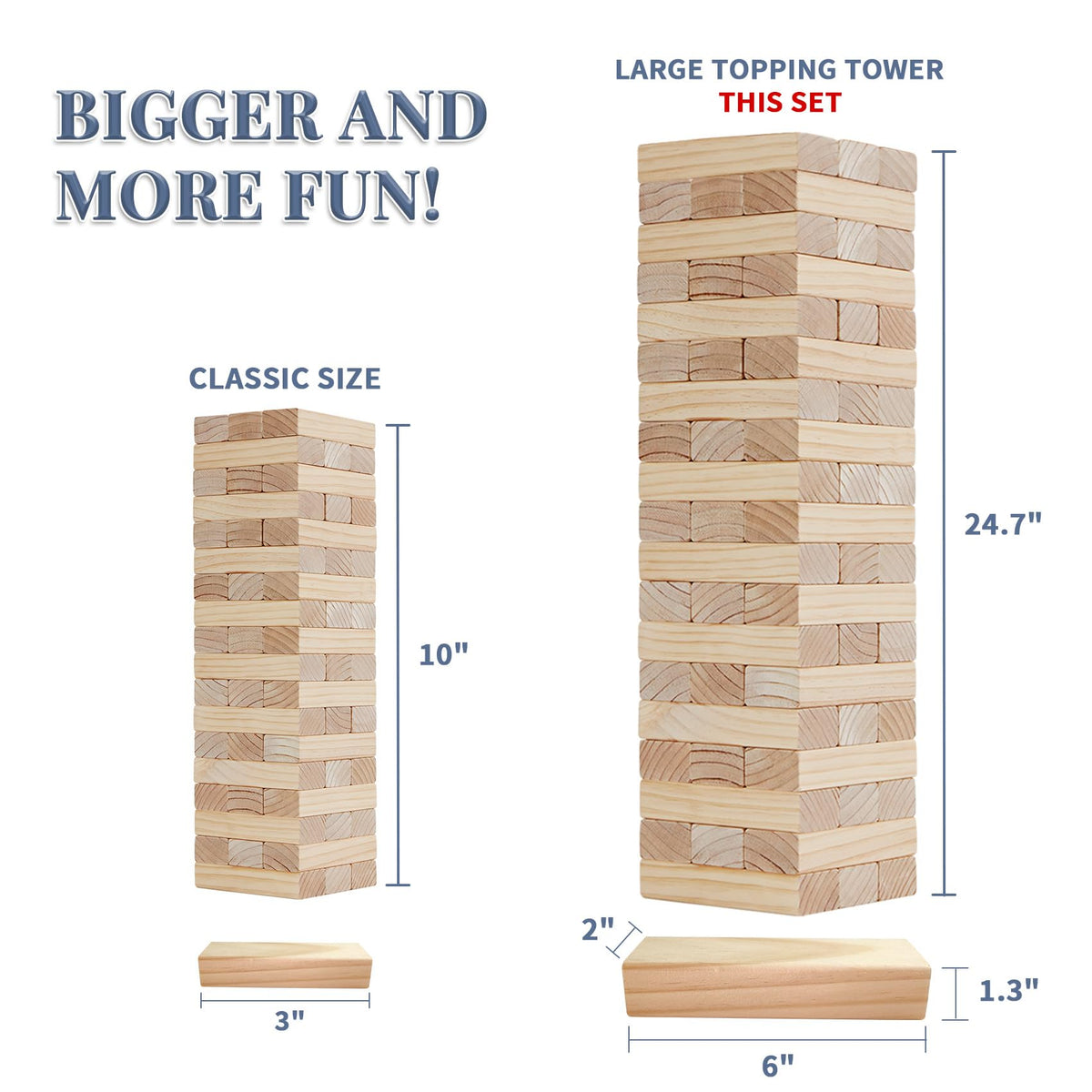 Megwoz Giant Tumble Tower: 57-Piece New Zealand Pine Block Set for Indoor & Outdoor Family Fun