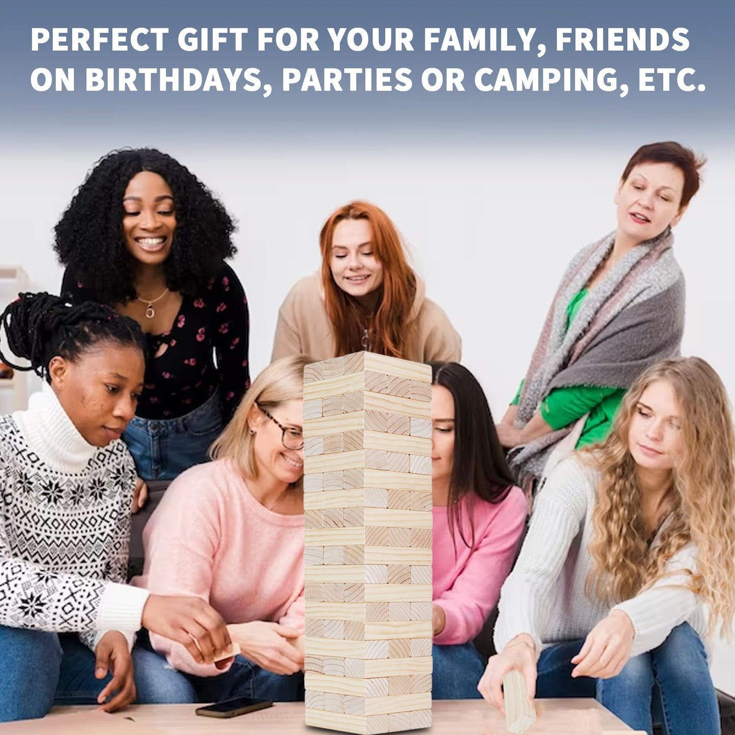 Megwoz Giant Tumble Tower Game – 60 Blocks, New Zealand Pine, Over 5 Feet Tall, Indoor/Outdoor Fun
