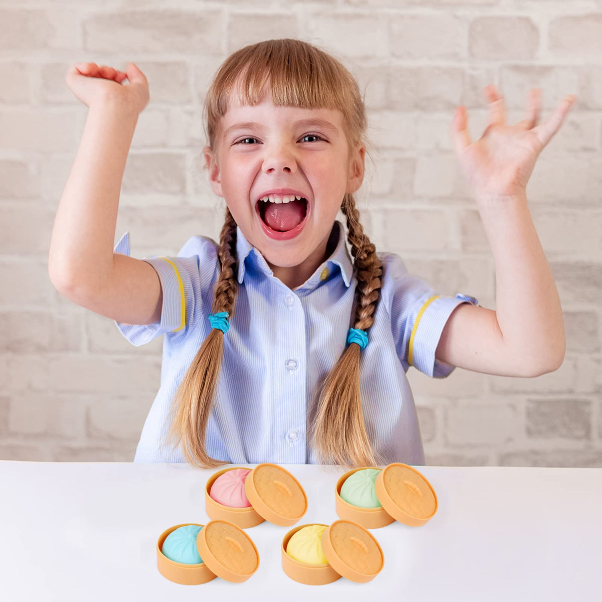 MEIEST 4-Piece Dumpling Stress Balls – Colorful Fidget Sensory Toy Set