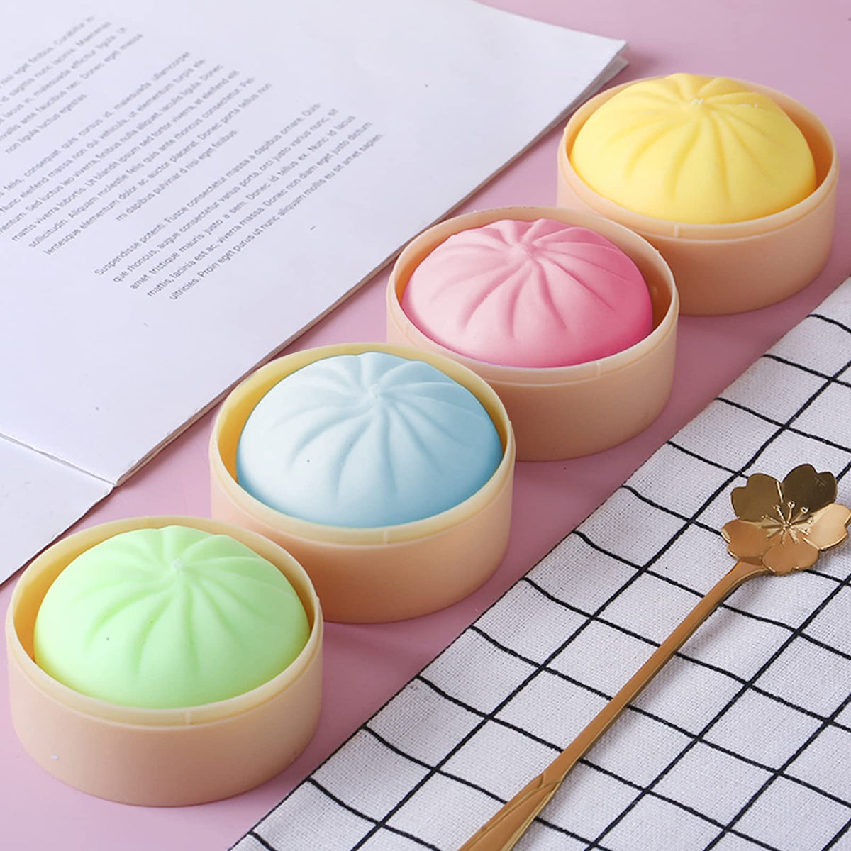 MEIEST 4-Piece Dumpling Stress Balls – Colorful Fidget Sensory Toy Set