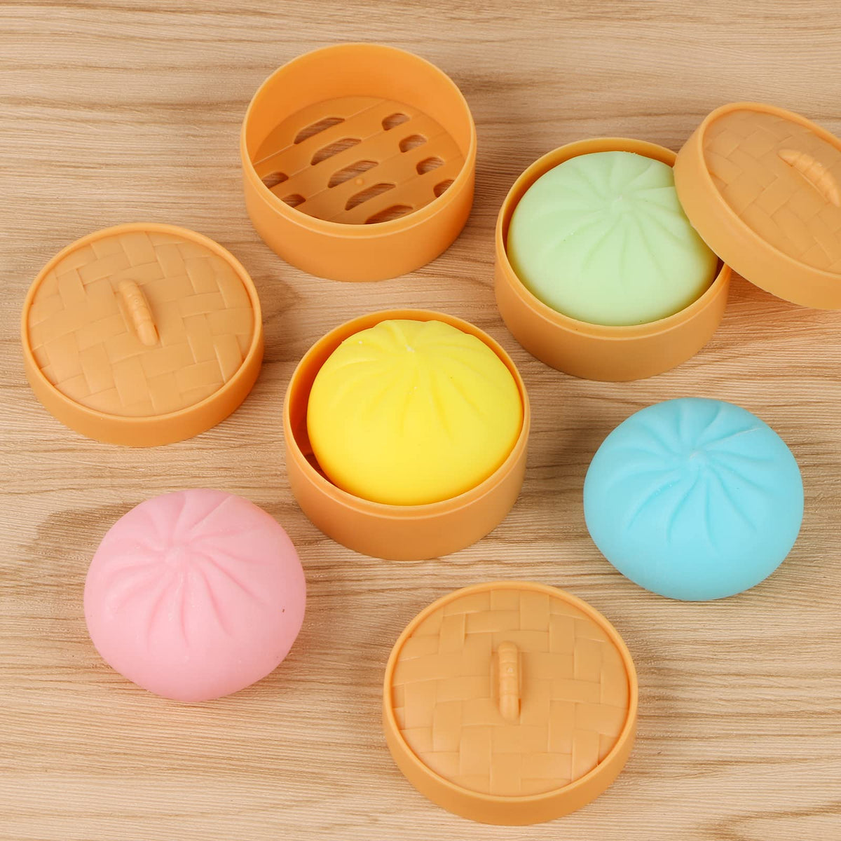 MEIEST 4-Piece Dumpling Stress Balls – Colorful Fidget Sensory Toy Set