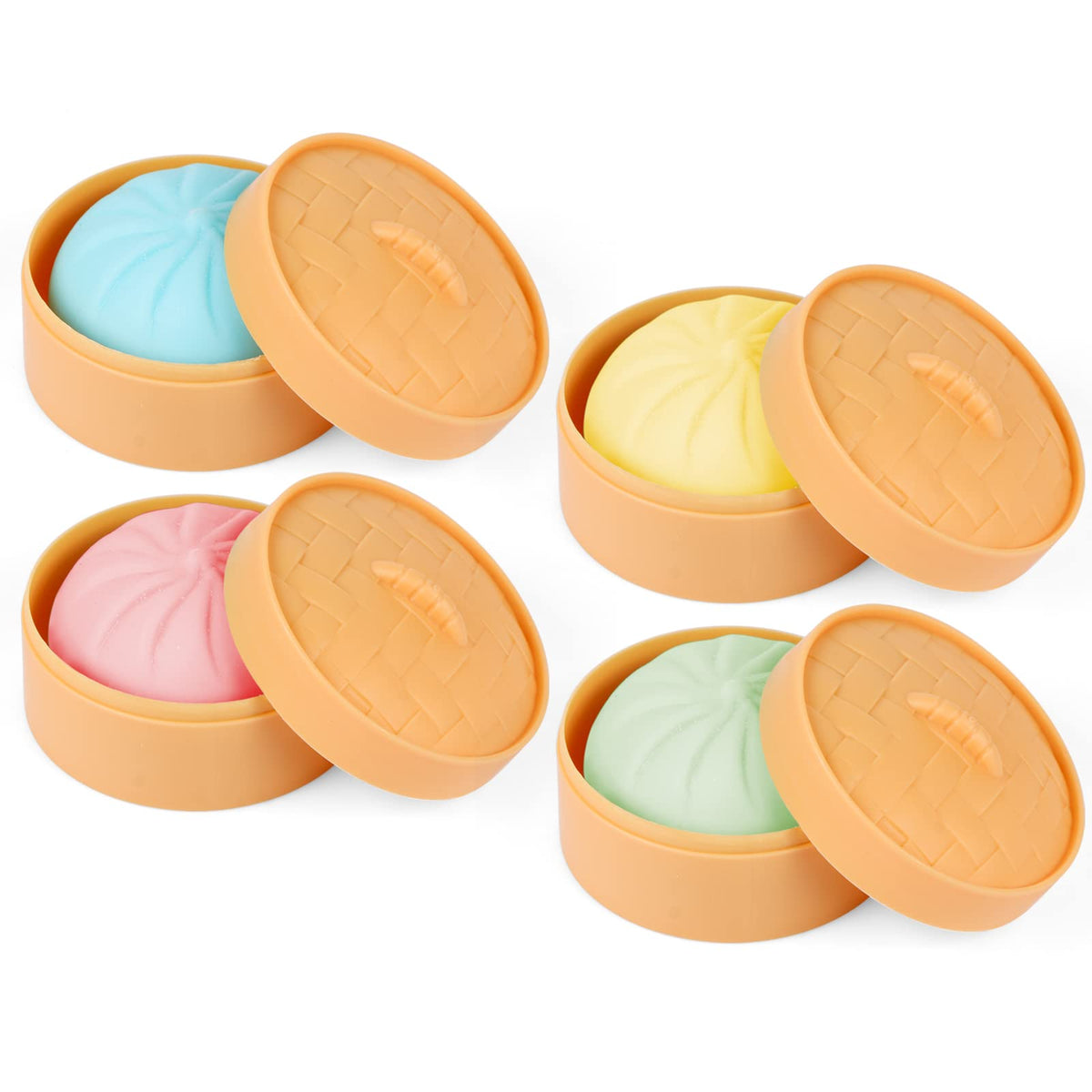 MEIEST 4-Piece Dumpling Stress Balls – Colorful Fidget Sensory Toy Set
