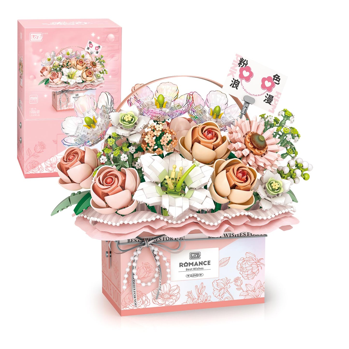 MEIEST Flower Bouquet Building Blocks Set – Handheld Gift Box & Rose Bonsai Model