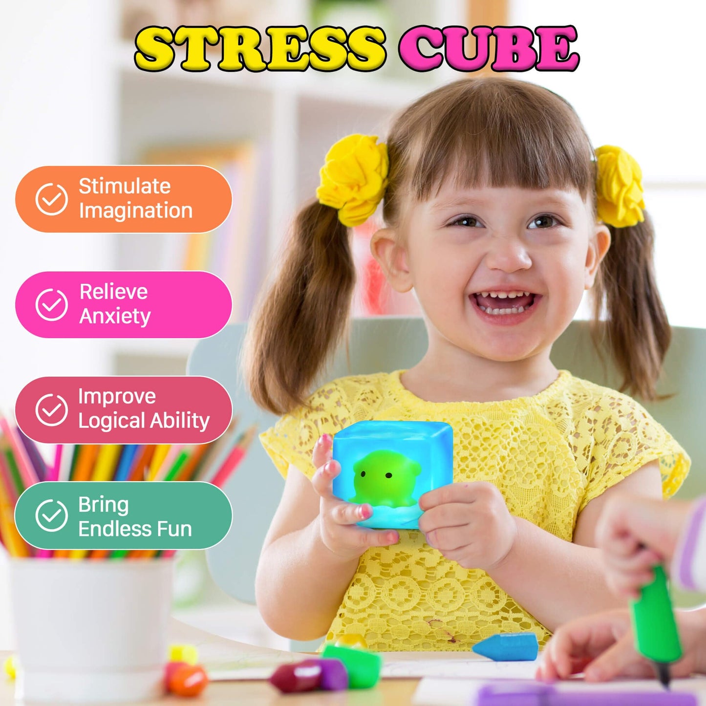 Meijoy Squishy Stress Cube Fidget Toy – Glow in the Dark Octopus Mochi Sensory Cube