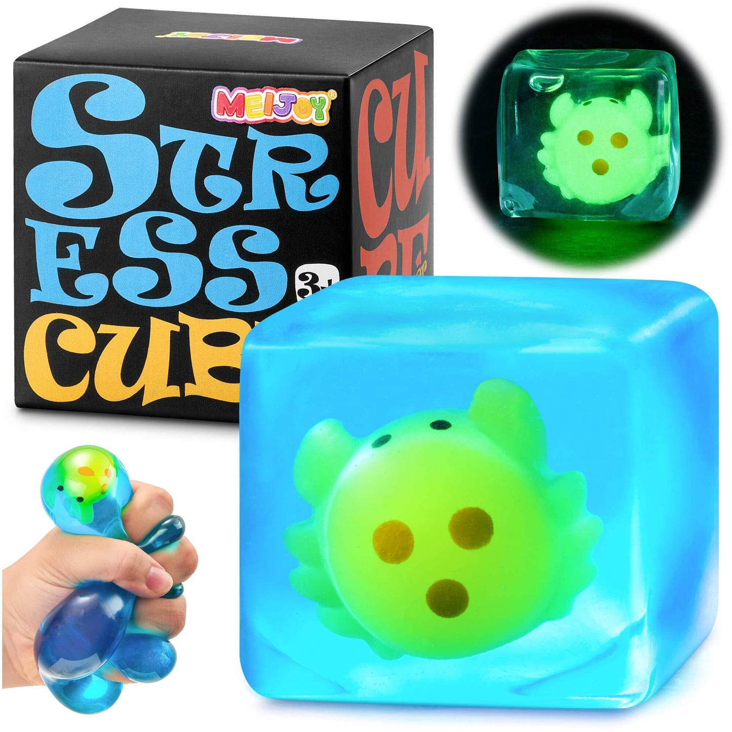 Meijoy Stress Cube Squishy Toy – Glow-in-The-Dark Crab Fidget for Kids & Adults