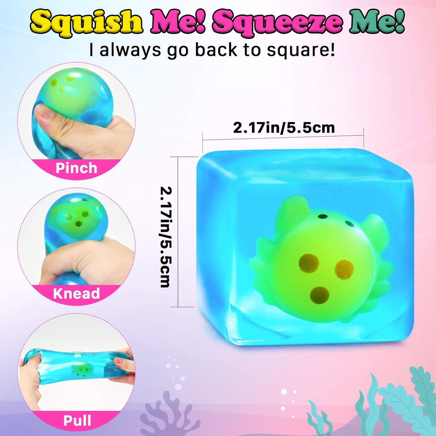 Meijoy Stress Cube Squishy Toy – Glow-in-The-Dark Crab Fidget for Kids & Adults