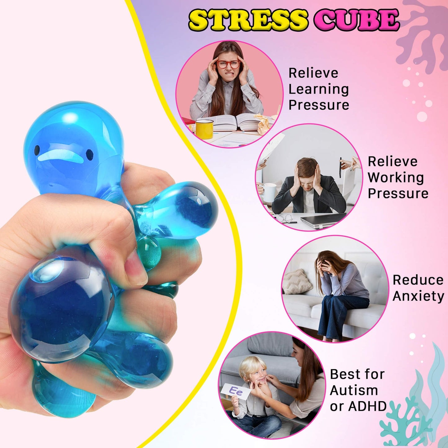 Meijoy Stress Cube – Glow-in-Dark Whale Fidget Toy for All Ages
