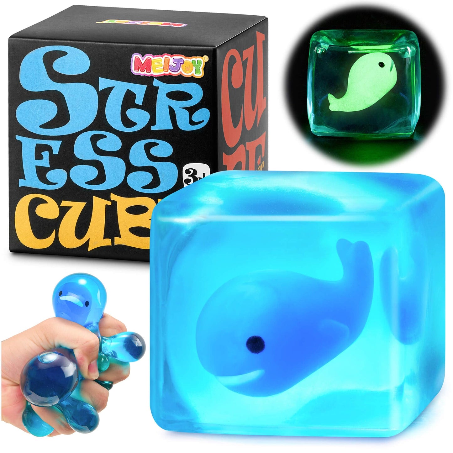 Meijoy Stress Cube – Glow-in-Dark Whale Fidget Toy for All Ages