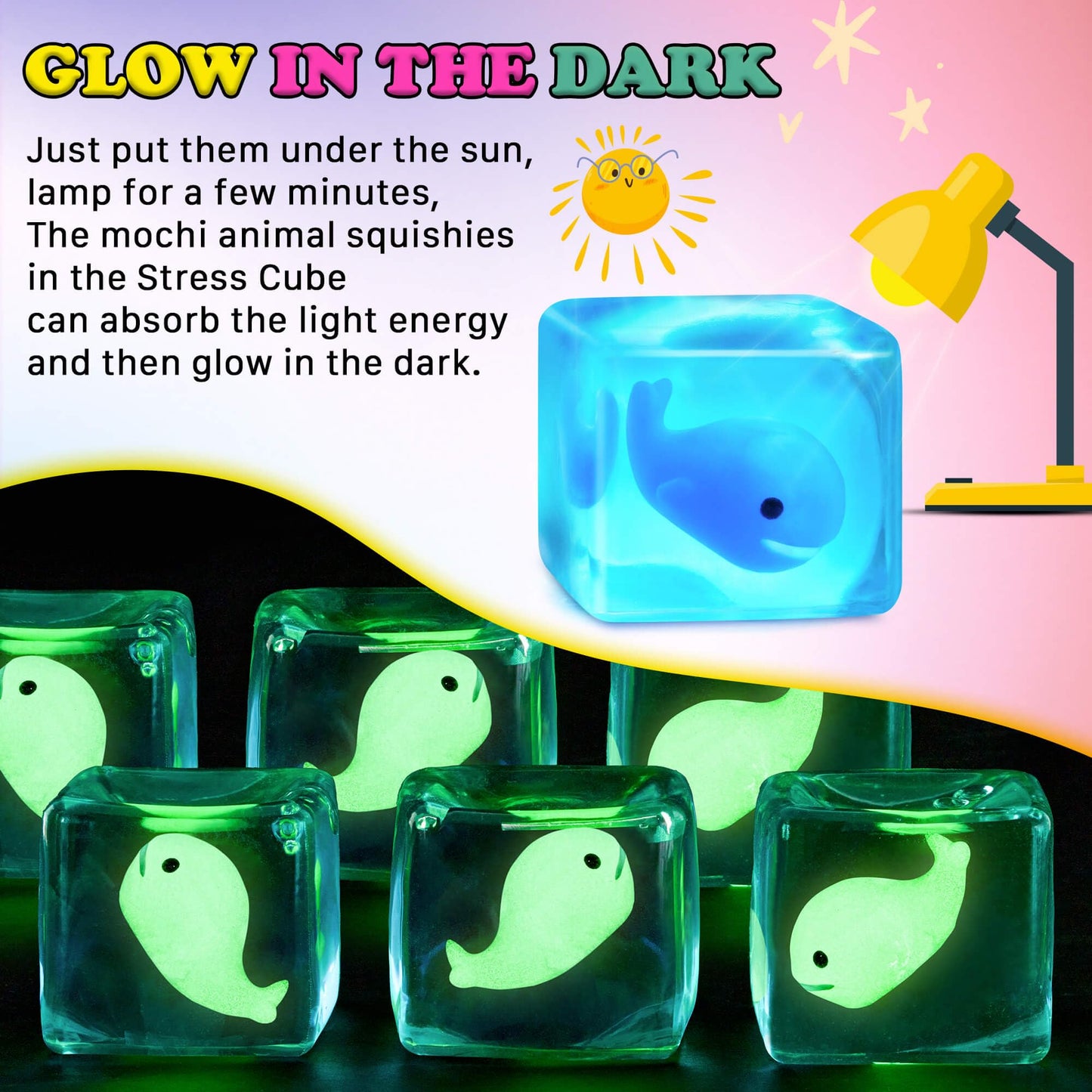 Meijoy Stress Cube – Glow-in-Dark Whale Fidget Toy for All Ages
