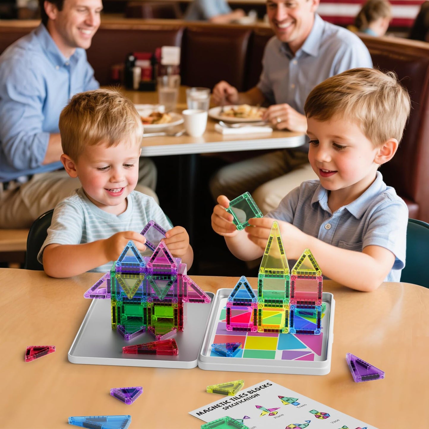 MEIQ 42PCS Mini Magnetic Tiles Travel Set – Portable STEM Blocks for Kids 3-8