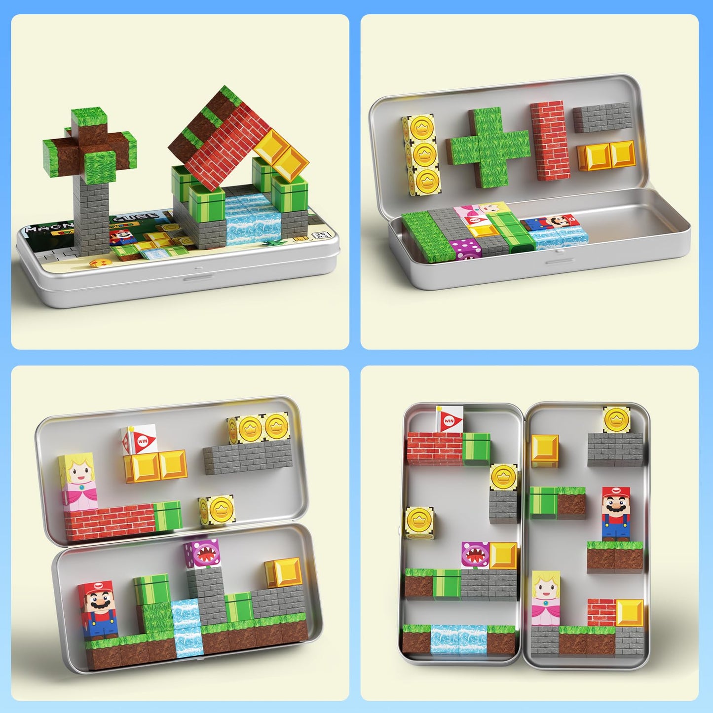 MEIQ Mini Magnetic Blocks – 35-Piece Travel STEM Toy for Kids 3-8