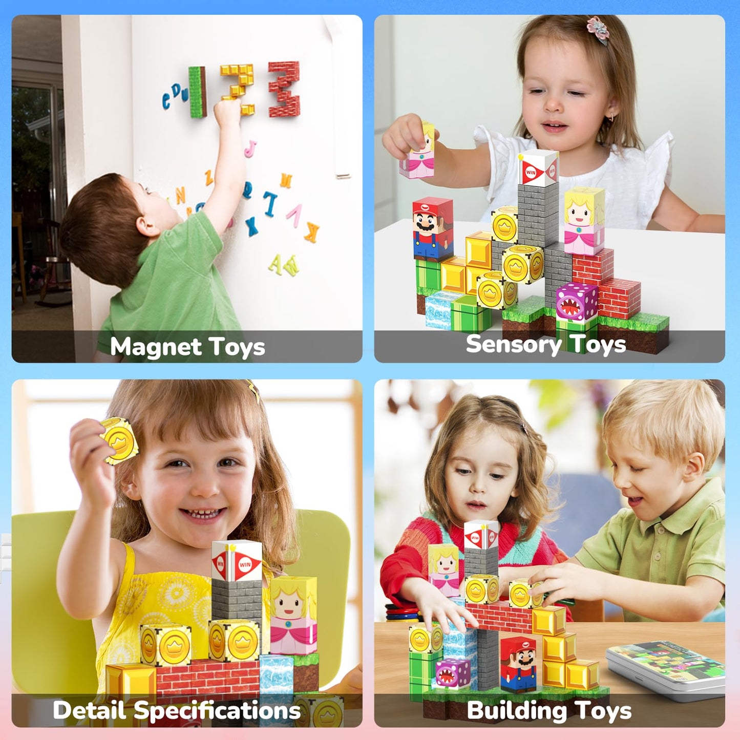 MEIQ Mini Magnetic Blocks – 35-Piece Travel STEM Toy for Kids 3-8