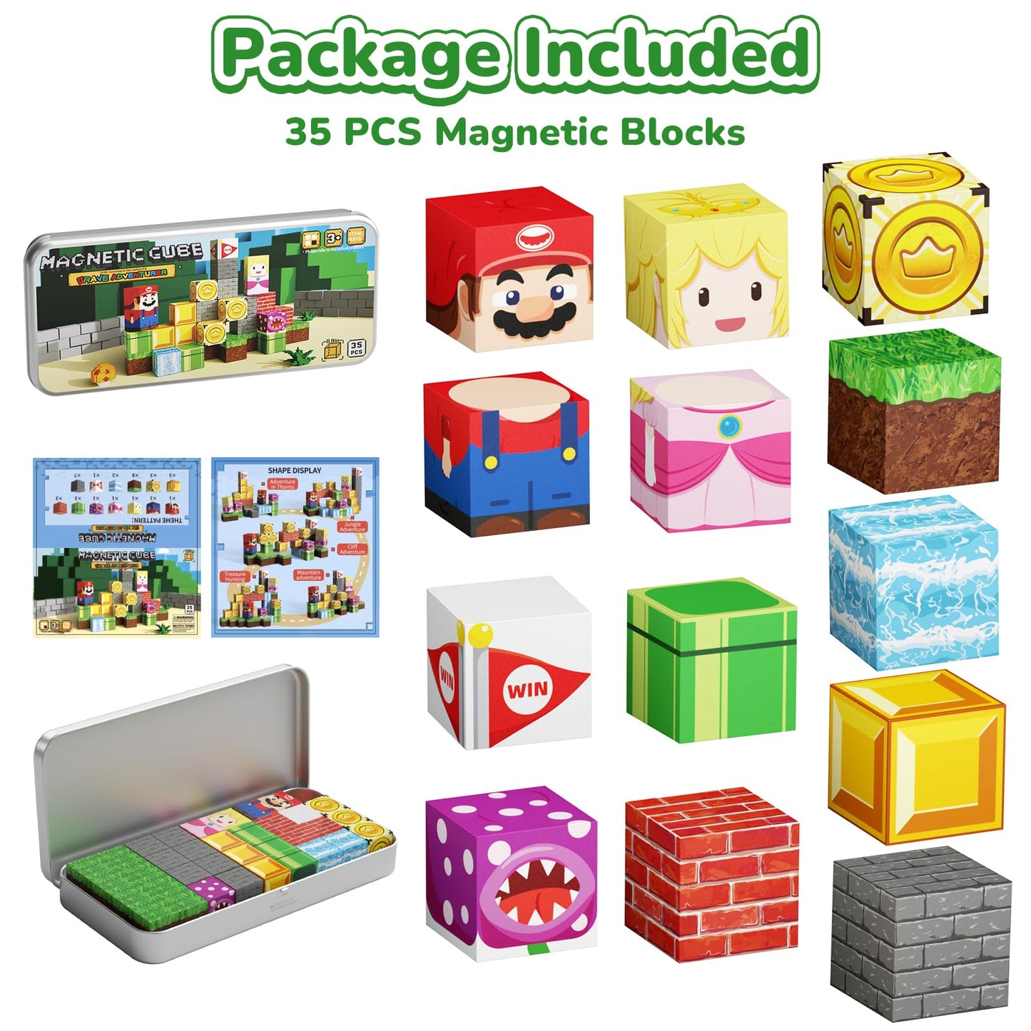 MEIQ Mini Magnetic Blocks – 35-Piece Travel STEM Toy for Kids 3-8