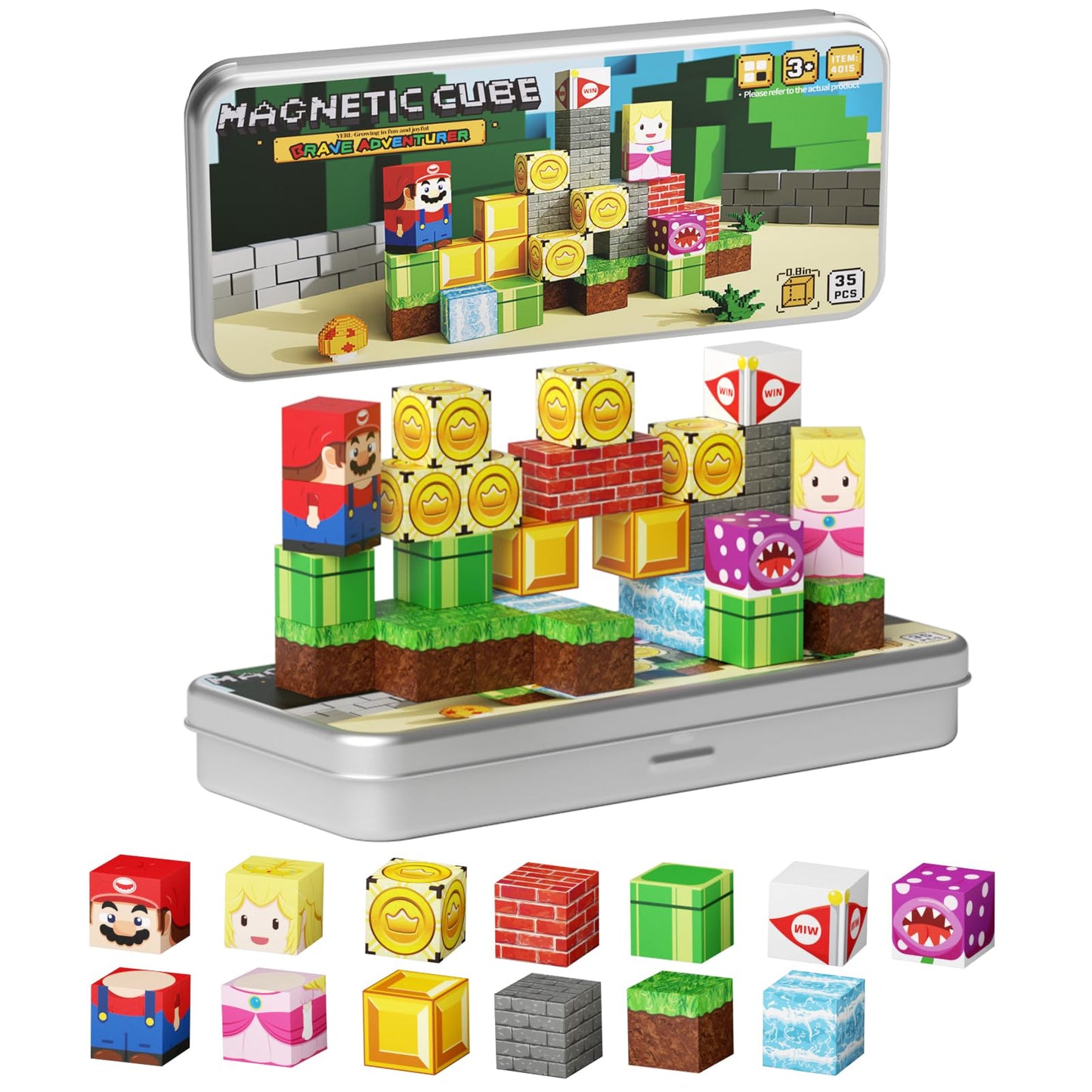 MEIQ Mini Magnetic Blocks – 35-Piece Travel STEM Toy for Kids 3-8