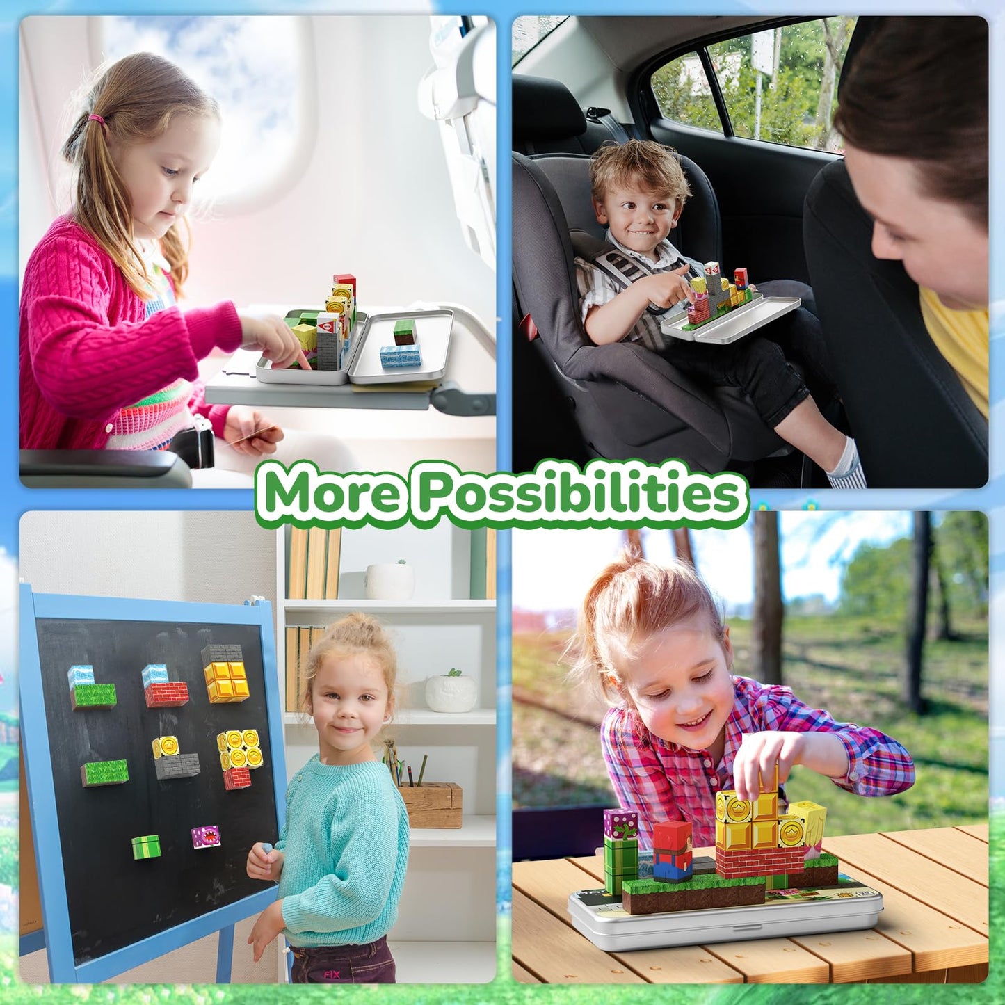 MEIQ Mini Magnetic Blocks – 35-Piece Travel STEM Toy for Kids 3-8
