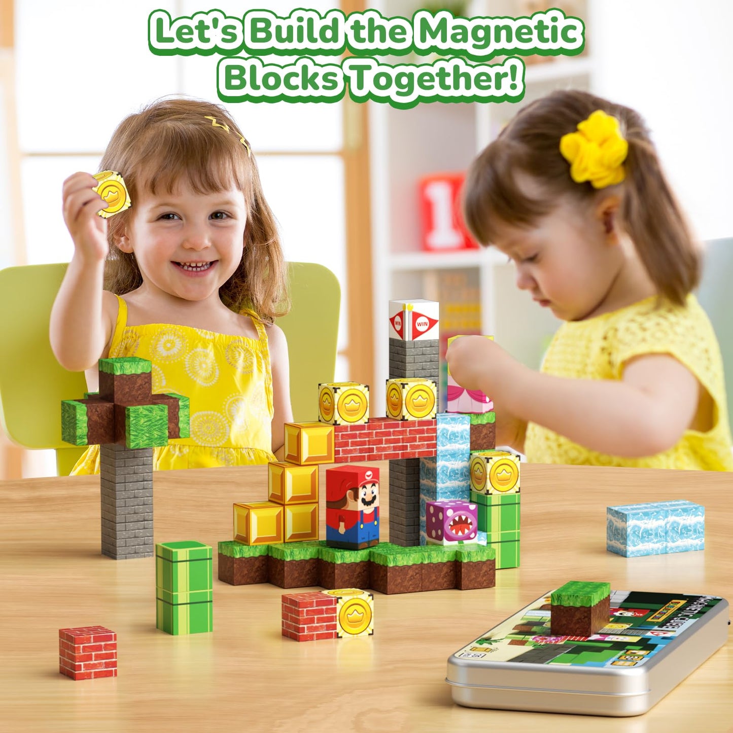 MEIQ Mini Magnetic Blocks – 35-Piece Travel STEM Toy for Kids 3-8