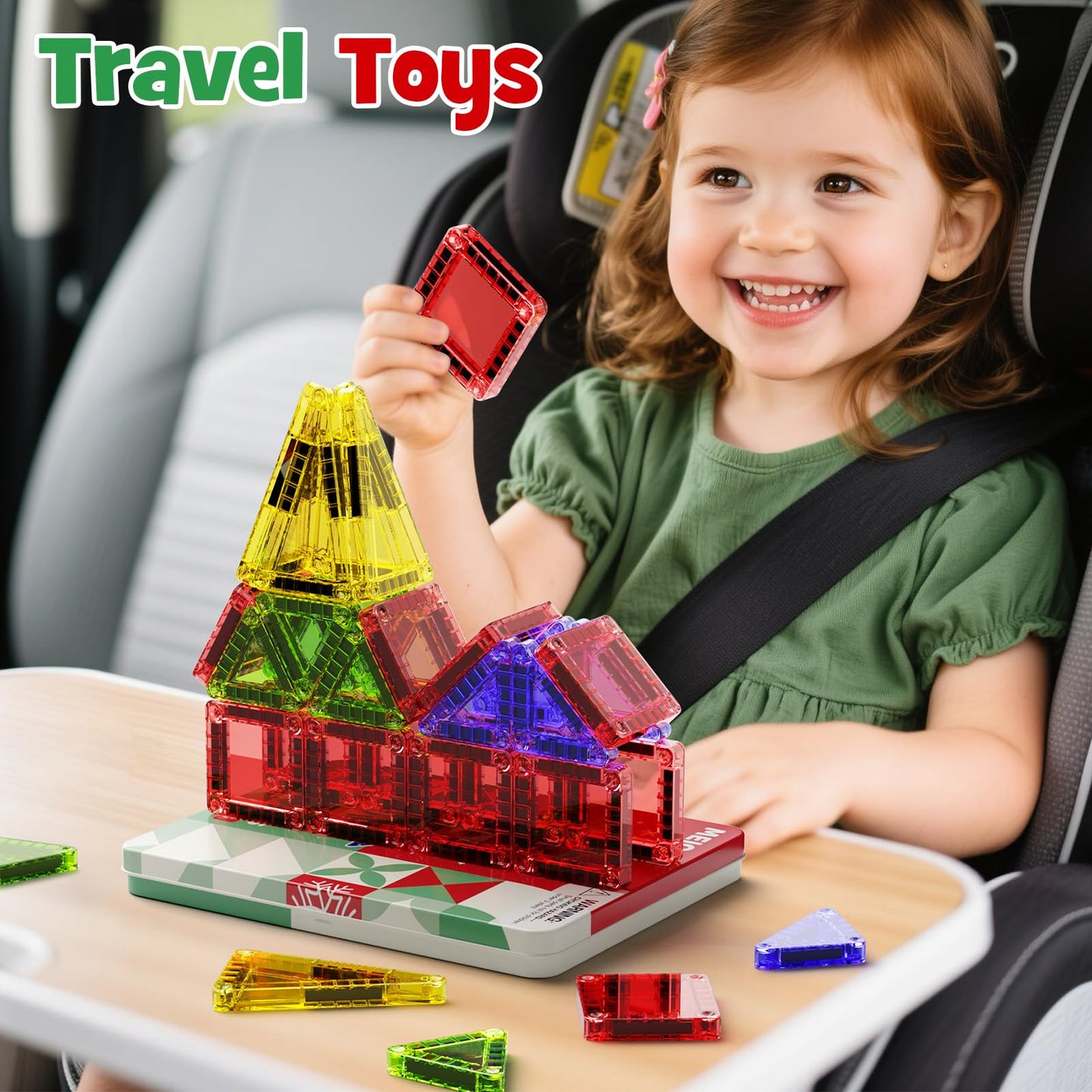 MEIQ Christmas Magnetic Tiles – 26-Piece STEM Toy with Festive Storage Box